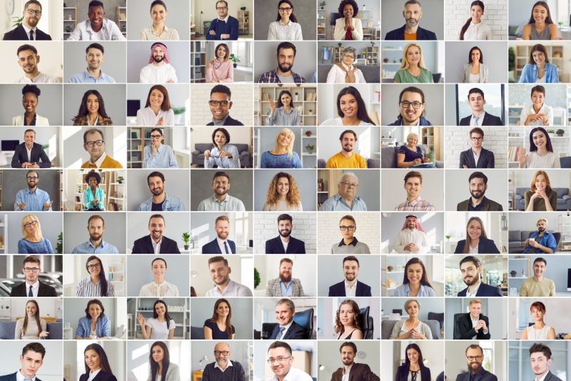 Collage of diverse professionals representing customers communicating through business texting on existing phone numbers